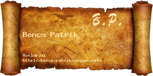 Bencs Patrik névjegykártya