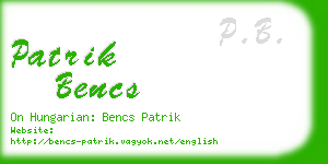 patrik bencs business card
